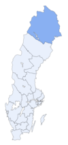 Norrbottens läns läge i Sverige.