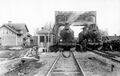 SJ Mc 803 till höger om SJ Mb 768 vid provbelastning av klaffbro vid Norsholm 1924