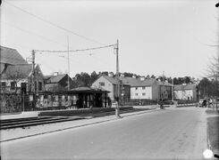 Klövervägen spårvagnshållplats i Äppelviken 1931.