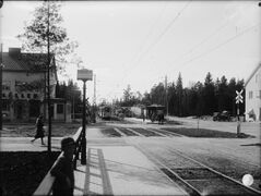 Nockeby Torg spårvagnshållplats 1931.