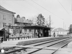 Alléparken spårvagnshållplats i Äppelviken 1931.